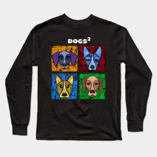 Cute Quirky and Funny Dogs Patch-style Long Sleeve T-Shirt